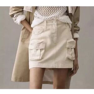 Anthropologie Pilcro‎ Denim Cream Cargo Mini Skirt -women's Sz 6 Preppy Boho